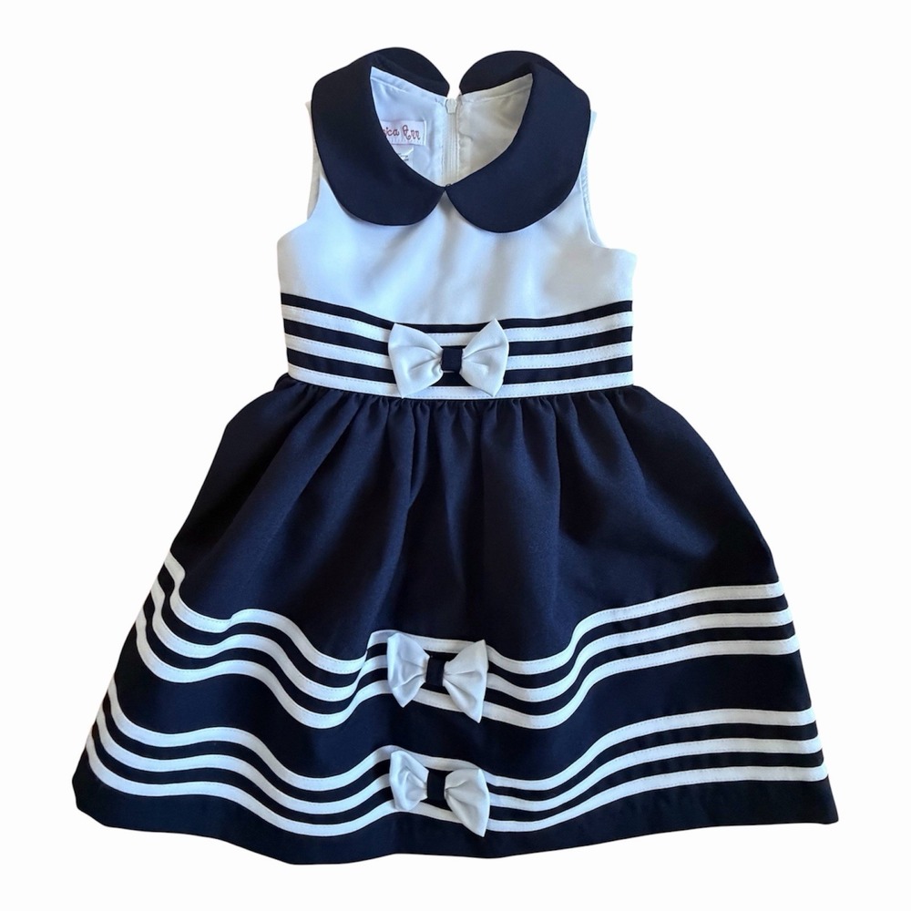Jessica Ann Nautical Sailor Navy Blue Party Dress Easter Sleeveless Girls 3T